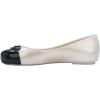 imagemini melissa Sweet Love Cap Toe Ballet Flats for Big Kids  Jelly Shoes for Girls with Cute Bow Toe Accent and Adjustable StrapsPearly WhiteBlack