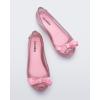 imagemini melissa Ultragirl with Bow Ballet Flats for Girls Comfortable ampamp Cute Peep Toe Jelly Flat Shoes with Transparent Upper and Small Bow for KidsGlitter Pink