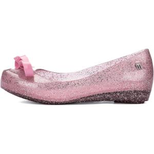 imagemini melissa Ultragirl with Bow Ballet Flats for Girls Comfortable ampamp Cute Peep Toe Jelly Flat Shoes with Transparent Upper and Small Bow for KidsGlitter Pink