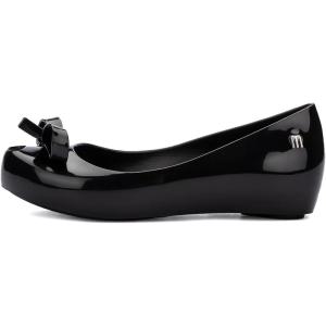 imagemini melissa Ultragirl with Bow Ballet Flats for Girls Comfortable ampamp Cute Peep Toe Jelly Flat Shoes with Transparent Upper and Small Bow for KidsBlack
