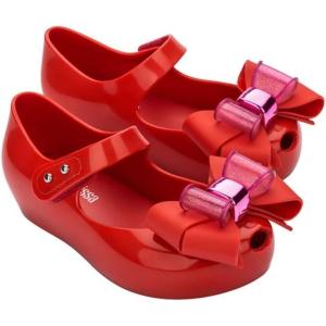 imagemini melissa Ultragirl Collection Mary Jane Flats for Toddlers and Babies  Comfortable ampamp Cute Peep Toe Jelly Flat Shoes with Transparent Upper and Small Bow for Little GirlsUltragirl Ix  Red