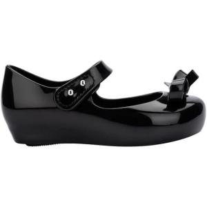 imagemini melissa Ultragirl Collection Mary Jane Flats for Toddlers and Babies  Comfortable ampamp Cute Peep Toe Jelly Flat Shoes with Transparent Upper and Small Bow for Little GirlsUltragirl Bow  Black