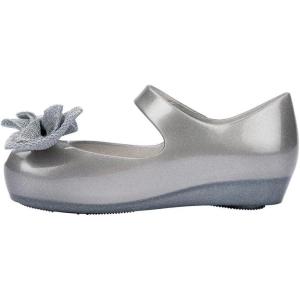 imagemini melissa Ultragirl Collection Mary Jane Flats for Toddlers and Babies  Comfortable ampamp Cute Peep Toe Jelly Flat Shoes with Transparent Upper and Small Bow for Little GirlsPearly Silver