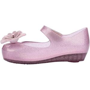 imagemini melissa Ultragirl Collection Mary Jane Flats for Toddlers and Babies  Comfortable ampamp Cute Peep Toe Jelly Flat Shoes with Transparent Upper and Small Bow for Little GirlsGlitter Pink