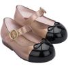 imagemini melissa Sweet Love Cap Toe Mary Jane Shoes for Toddlers  Jelly Flats for Girls with Cute Bow Toe Accent and Adjustable StrapsTransparent RoseBlack