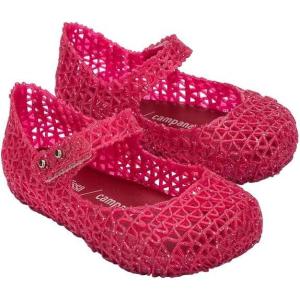 image:imageMelissa Mini Campana Papel Flats for Babies Toddlers  Comfortable amp Cute CloseToe Jelly Flat Shoes with MaryJane Strap amp Interwoven CutOut DesignRed GlitterSilver