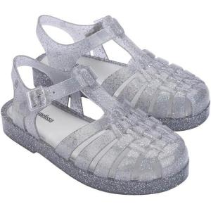 image:imagemini melissa Possession Jelly Sandal for Kids The Iconic 90s Original Jelly Shoe Fishermans Sandal with Adjustable Strap and Side Buckle for GirlsGlitter Clear Silver