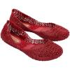 image:imageMelissa Campana Papel Flats for Women  Comfortable Stylish amp Flexible SlideOn ClosedToe Jelly Flat Shoes with Hollow Interwoven Cut Out DesignMetal Red