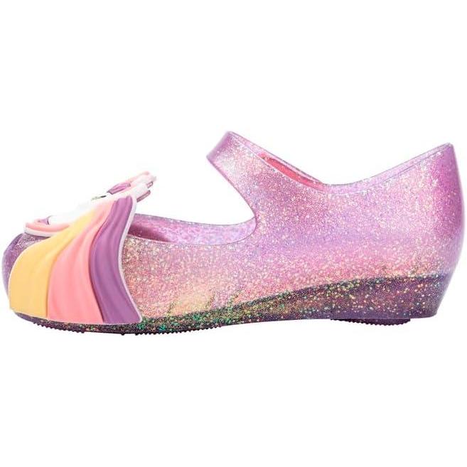 image:imagemini melissa Ultragirl Unicorn Mary Jane Shoes for Babies amp Toddlers  Comfy amp Cute Peep Toe Jelly Shoes wColorful Stripes amp Adjustable StrapGlitter Lilac