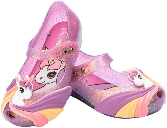 image:imagemini melissa Ultragirl Unicorn Mary Jane Shoes for Babies amp Toddlers  Comfy amp Cute Peep Toe Jelly Shoes wColorful Stripes amp Adjustable StrapGlitter Lilac