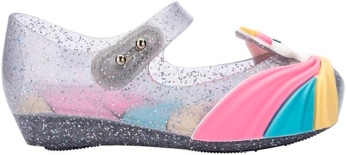 image:imagemini melissa Ultragirl Unicorn Mary Jane Shoes for Babies amp Toddlers  Comfy amp Cute Peep Toe Jelly Shoes wColorful Stripes amp Adjustable StrapGlitter ClearPink