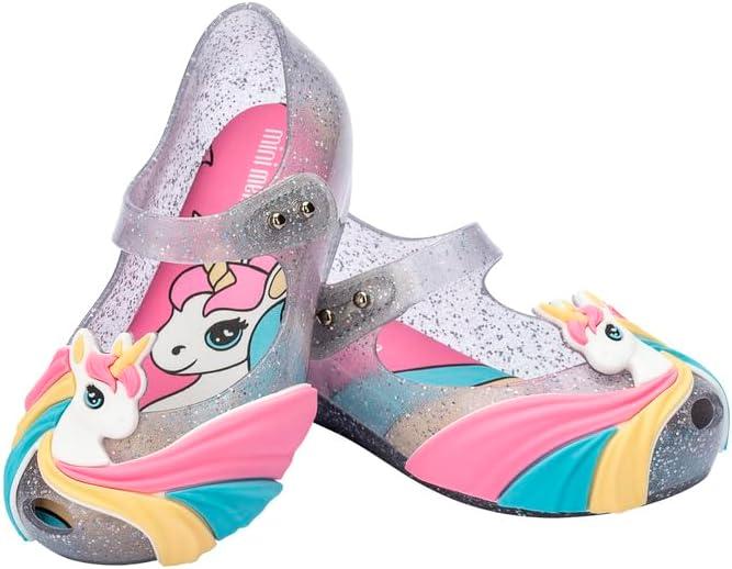 image:imagemini melissa Ultragirl Unicorn Mary Jane Shoes for Babies amp Toddlers  Comfy amp Cute Peep Toe Jelly Shoes wColorful Stripes amp Adjustable StrapGlitter ClearPink