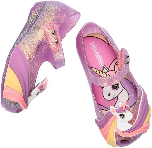 image:imagemini melissa Ultragirl Unicorn Mary Jane Shoes for Babies amp Toddlers  Comfy amp Cute Peep Toe Jelly Shoes wColorful Stripes amp Adjustable StrapGlitter Lilac