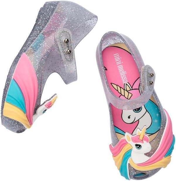 image:imagemini melissa Ultragirl Unicorn Mary Jane Shoes for Babies amp Toddlers  Comfy amp Cute Peep Toe Jelly Shoes wColorful Stripes amp Adjustable StrapGlitter ClearPink