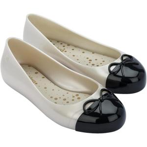 image:imagemini melissa Sweet Love Cap Toe Dress Shoes for Little Kids amp Big Kids  Girls Ballet Flats  Jelly Shoes for Girls with Cute Bow Toe Accent Ballerina Flats Little Kid Jelly ShoesPearly WhiteBlack
